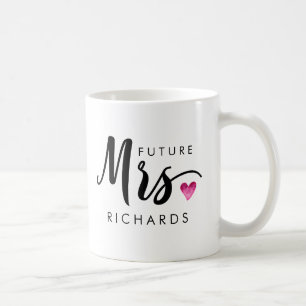 Lustigt framtida MRS. rosa av vattenfärgshjärta Kaffemugg