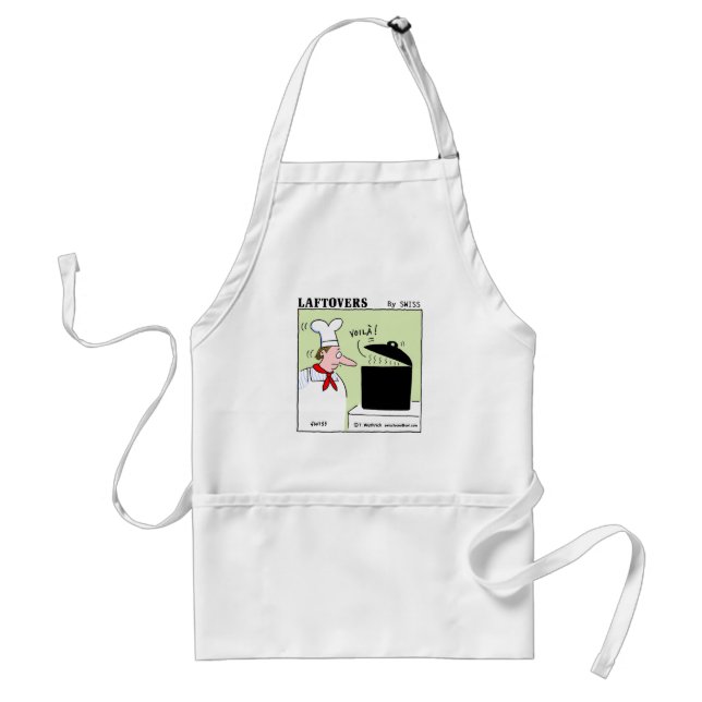 Lustigt Fransk Chef Tecknad Foodie Humor Voila Förkläde (Framsidan)