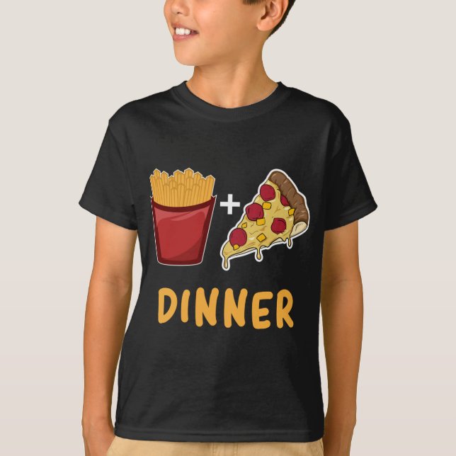 Lustigt Fransk Fry och Pizza Dinner Gift T Shirt (Framsida)
