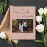 Lustigt Free Cake Bröllop-foto Spara datum Meddelande Vykort<br><div class="desc">Denna lustiga Free Cake och ett Bröllop Photo Save the Date-vykort är perfekt för par som tror att skratt är det bästa sättet att sparka av resan i bröllop. Med det här vykortet får du glädjens och stollig innersta väsen, och det innehåller ett vackert budskap som säkert kommer med: "Fri...</div>