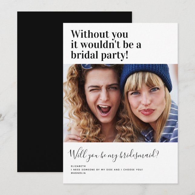 Lustigt Frieri av Photo Bridesmaid-kort Inbjudningar (Fram/baksida)