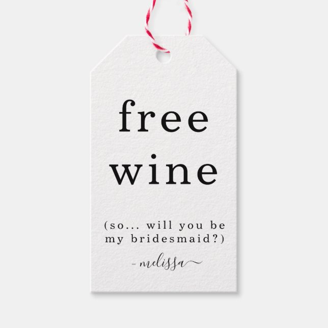 Lustigt fritt Vin blir min Märkre i Bridesmaid Presentetikett (Framsidan)
