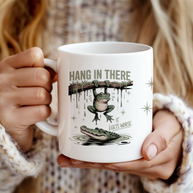 Lustigt Frog "Häng in där, det blir värre" Kaffemugg (Skapare uppladdad)