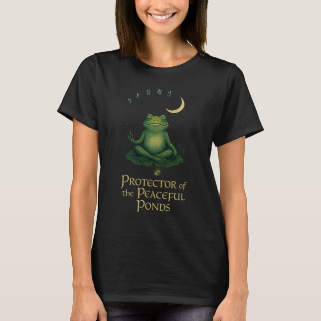 Lustigt Frog Protector of the Peacnice Ponds T Shirt (Framsida)