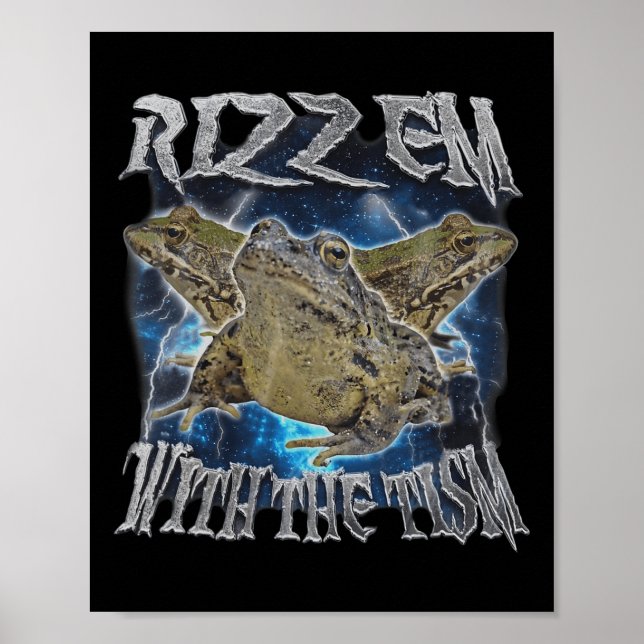 Lustigt Frog Rizz Em med stimen Frog Meme Autism Poster (Framsidan)