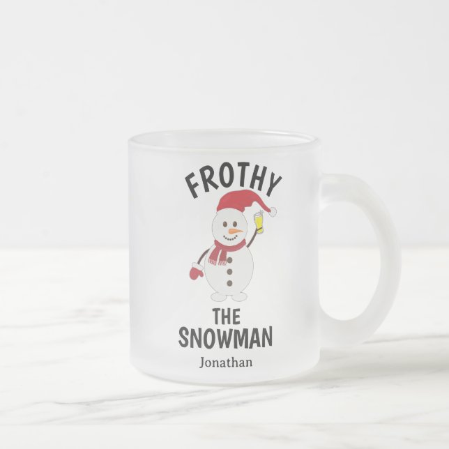 Lustigt Frosty Snögubbe med Beer Personlig Kaffemugg (Höger)