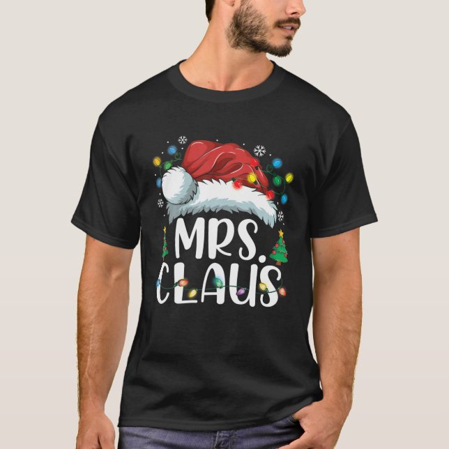 Lustigt fru Claus Santa Hat-julmatchningskupp T Shirt (Framsida)