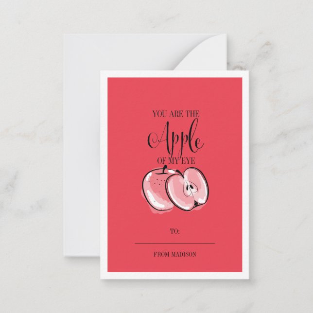Lustigt Fruit Pun Apple Classroom Valentine Card Anteckningskort (Framsida)