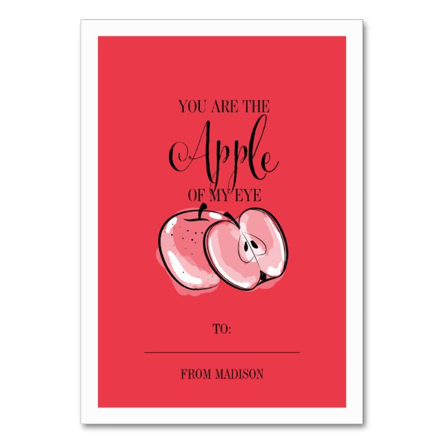 Lustigt Fruit Pun Apple Classroom Valentine Card Bordsnummer (Framsidan)
