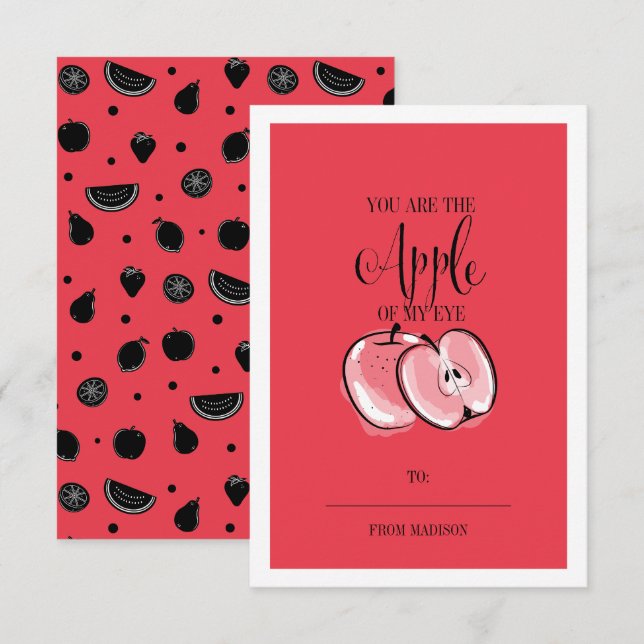 Lustigt Fruit Pun Apple Classroom Valentine Card Inbjudningar (Fram/baksida)