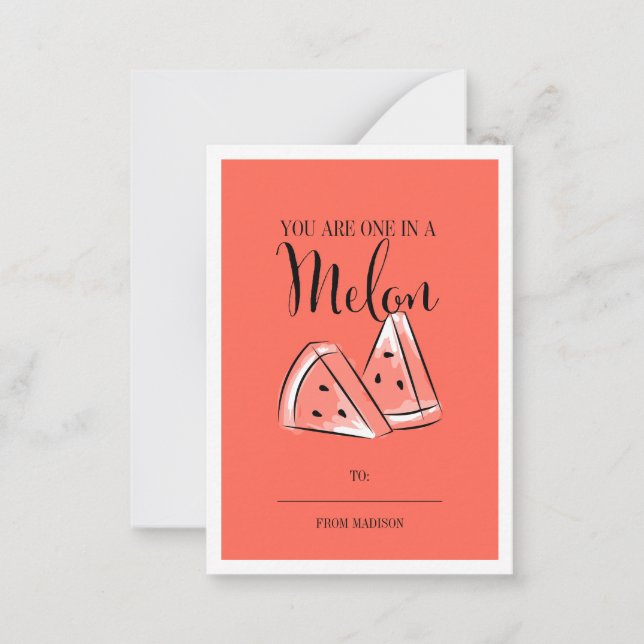Lustigt Fruit Pun Melon Classroom Valentine Card Anteckningskort (Framsida)