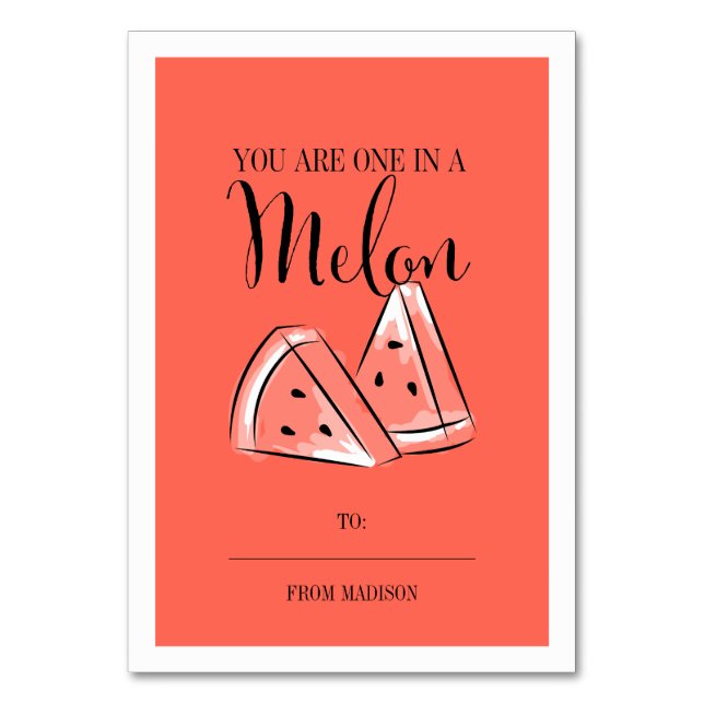 Lustigt Fruit Pun Melon Classroom Valentine Card Bordsnummer (Framsidan)