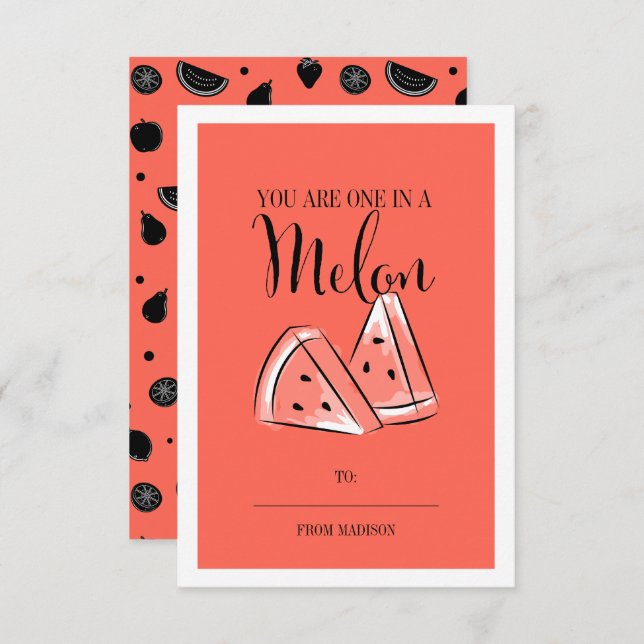 Lustigt Fruit Pun Melon Classroom Valentine Card Inbjudningar (Fram/baksida)