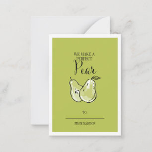 Lustigt Fruit Pun Pear Classroom Valentine Card Anteckningskort