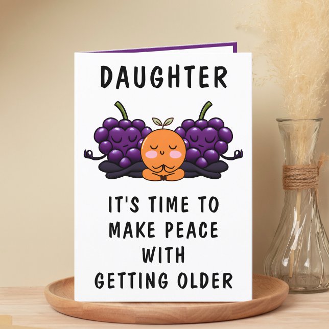 Lustigt Fruit som blev gammal dotter Grattis på fö Tack Kort (Funny Fruit Getting Old Daughter Happy Birthday Thank You Card)