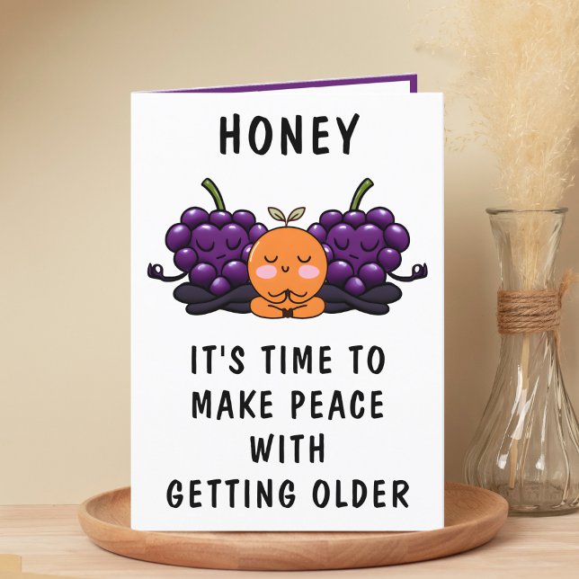 Lustigt fruktbart att få gammal make/maka Grattis  Tack Kort (Funny Fruit Getting Old Spouse Happy Birthday Thank You Card)