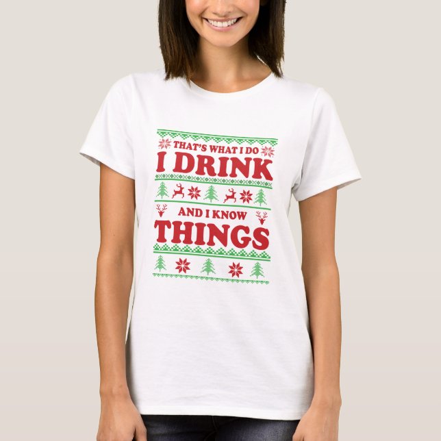 Lustigt ful christmas sweater whiskey ord t shirt (Framsida)