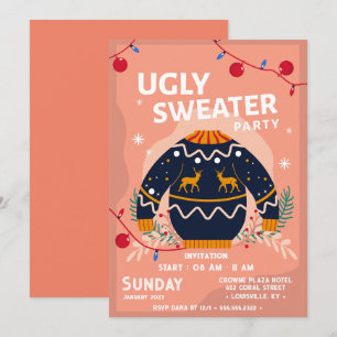 Lustigt, ful sweater grått, julhelg inbjudningar