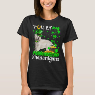 Lustigt Fullt av Shenanigans Westie Hund St Patric T Shirt