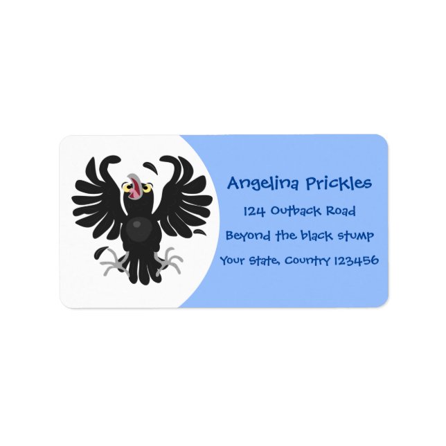 Lustigt galna tecknader av kråkans korv adressetikett (Framsidan)