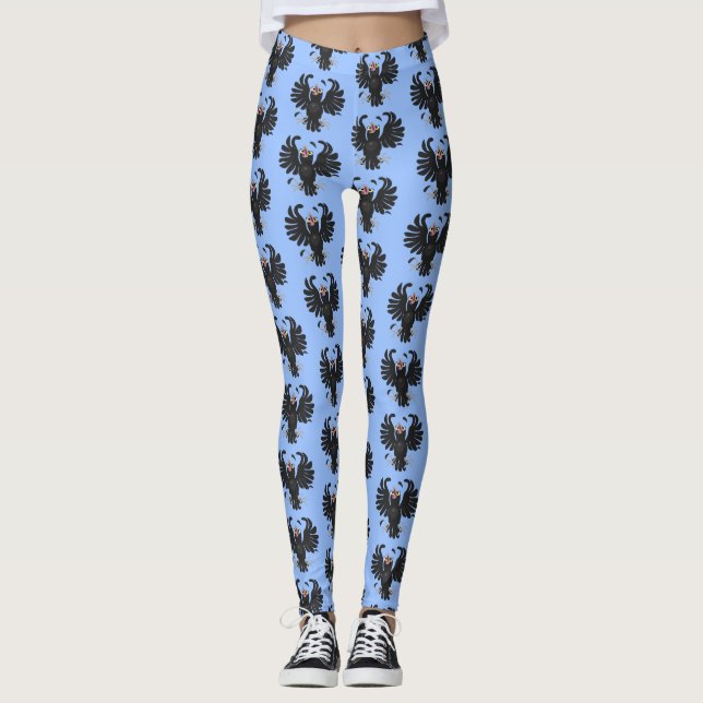 Lustigt galna tecknader av kråkans korv leggings (Framsida)