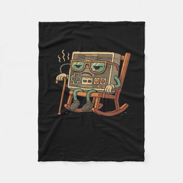 Lustigt gammalt spel Retro 80s 90s videospelsverkt Fleecefilt (Framsidan)