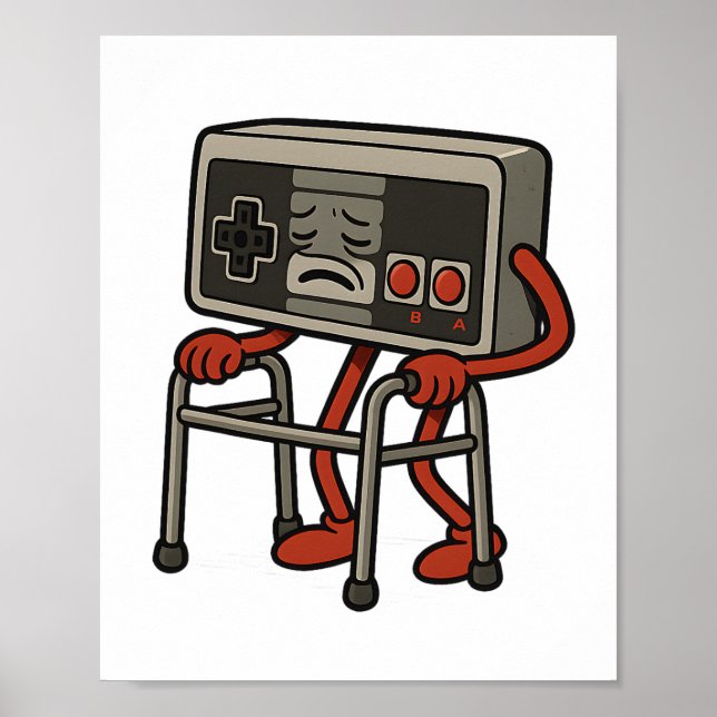 Lustigt gammalt spel Retro 80s 90s videospelsverkt Poster (Framsidan)
