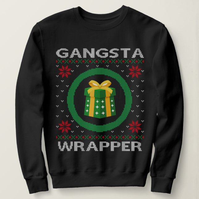 Lustigt Gangsta Wrapper God jul T Shirt (Design framsida)