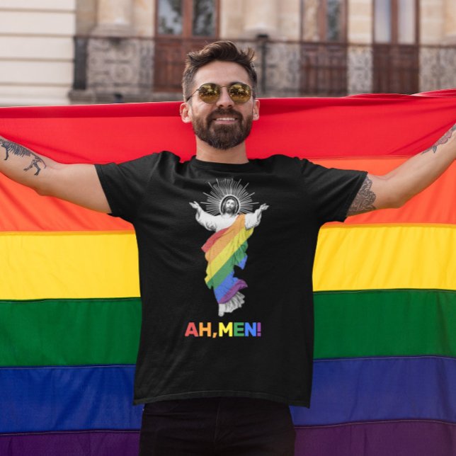 Lustigt Gay pride AH, MANAR! T-Shirt (Skapare uppladdad)