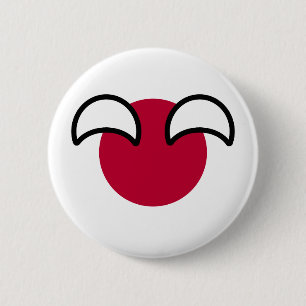 Lustigt Geeky Japan Countryball Flagga Knapp