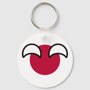 Lustigt Geeky Japan Countryball Flagga Nyckelring