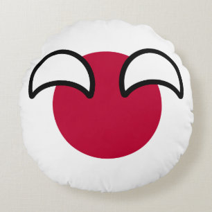 Lustigt Geeky Japan Countryball Flagga Rund Kudde