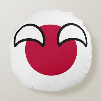 Lustigt Geeky Japan Countryball Flagga Rund Kudde