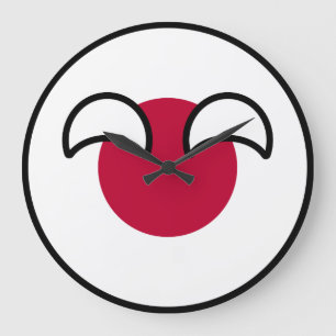 Lustigt Geeky Japan Countryball Flagga Stor Klocka