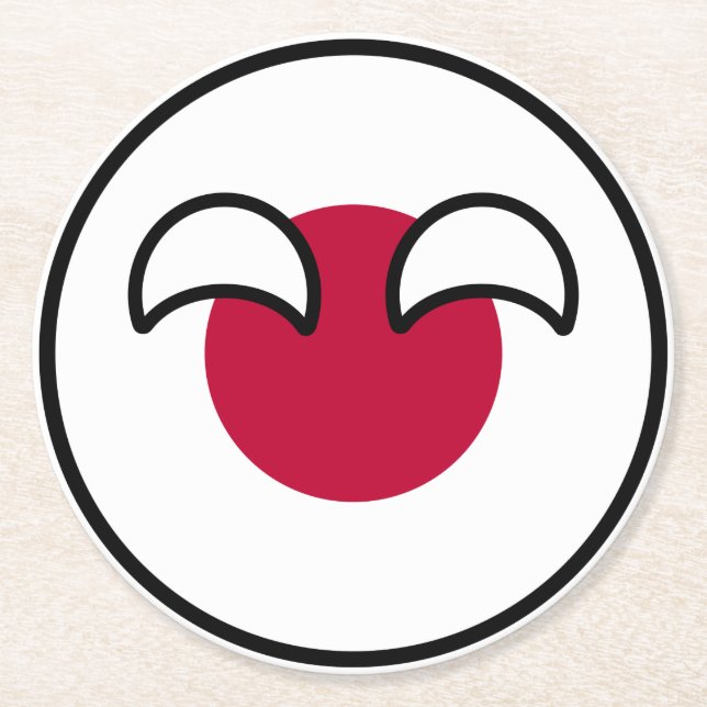 Lustigt Geeky Japan Countryball Flagga Underlägg Papper Rund (Framsidan)