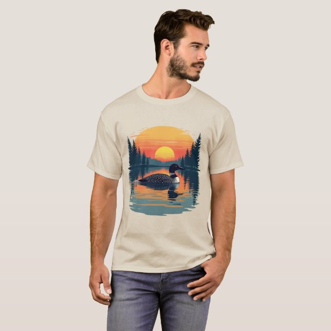 Lustigt gemensamt Loon - Minnesota Bird Watcher T Shirt (Hel framsida)