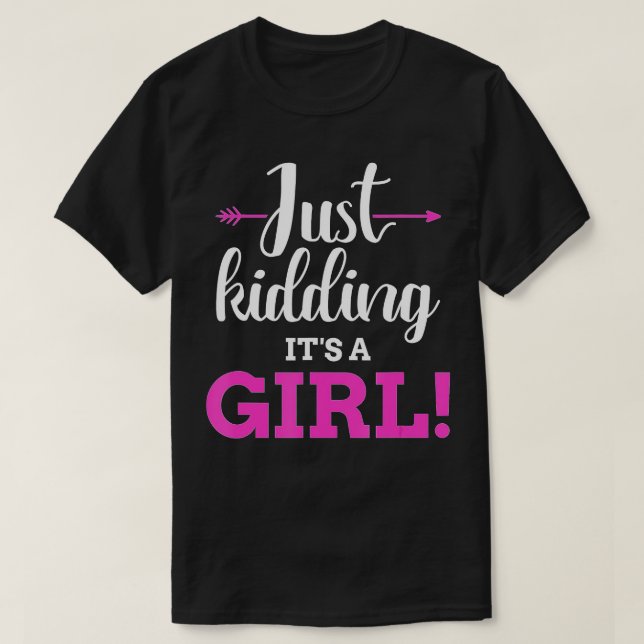 Lustigt gender som skämtar en flicka baby party t shirt (Design framsida)