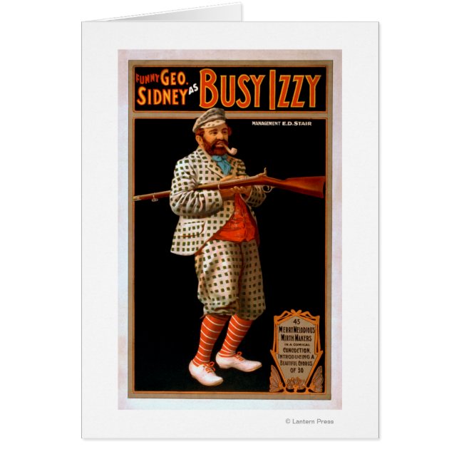 Lustigt Geo. Sidney as Busy Izzy Theater Poster Hälsningskort (Framsidan)