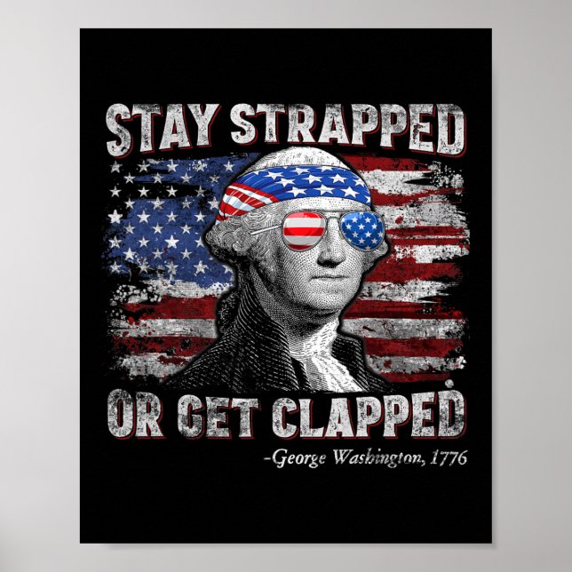Lustigt George Washington 4:e juli - Strappad Poster (Framsidan)