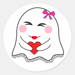 Lustigt Ghost emoji! Runt Klistermärke