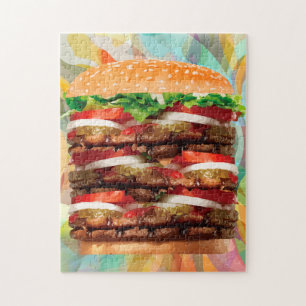 Lustigt Giant Hamburger Jigszons Puzzles för Vuxn Pussel