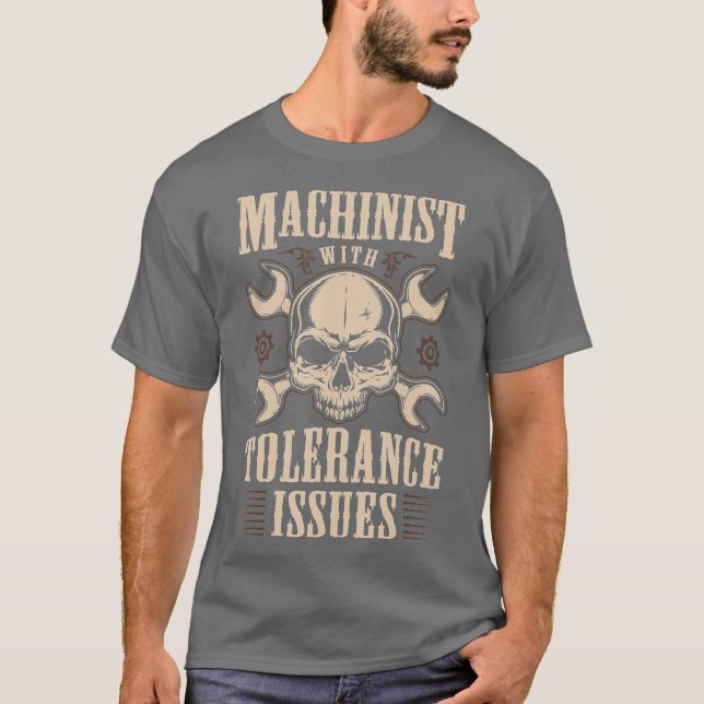 Lustigt gift Machinister med problem T Shirt (Framsida)
