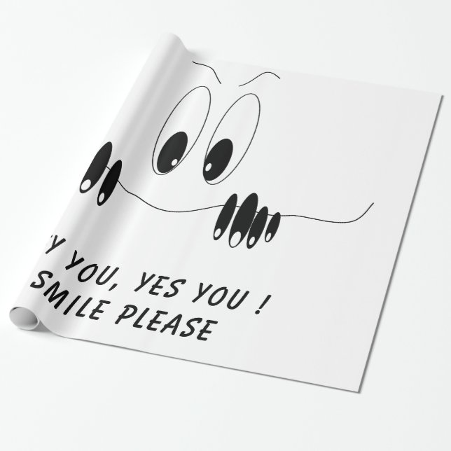 Lustigt Gift Wrapping Papper Curiosity Ögon - Smil Presentpapper (Utrullad)