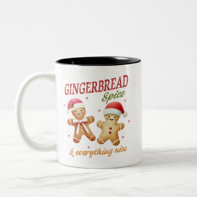Lustigt Gingerbröd Jul Två-Tonad Mugg (Vänster)