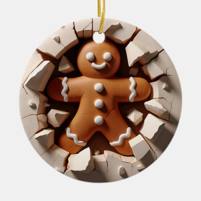 Lustigt Gingerbröd Wall-Break jul Ornament (Framsidan)