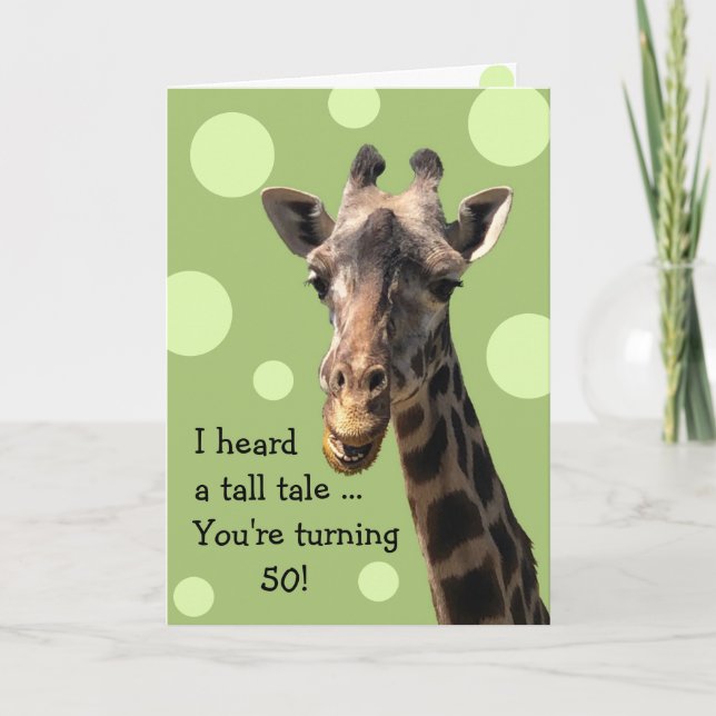 Lustigt Giraffe 50:e födelsedagskortet Kort (Framsida)