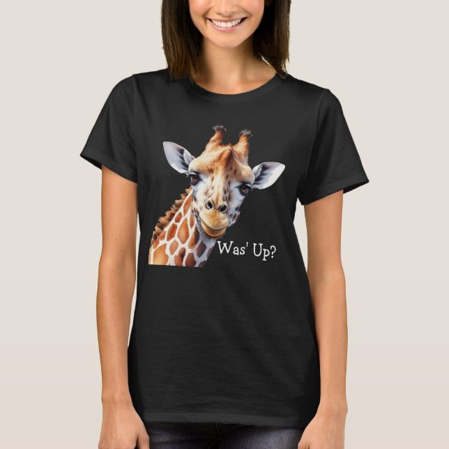Lustigt Giraffe Älskare t-shirt, var det upp? T Shirt (Framsida)