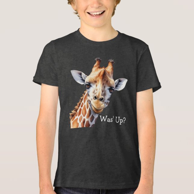 Lustigt Giraffe Älskare t-shirt, var det upp? T Shirt (Framsida)