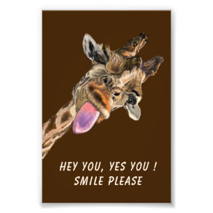 Lustigt Giraffe Anpassningsbar Text Poster Välj Fä