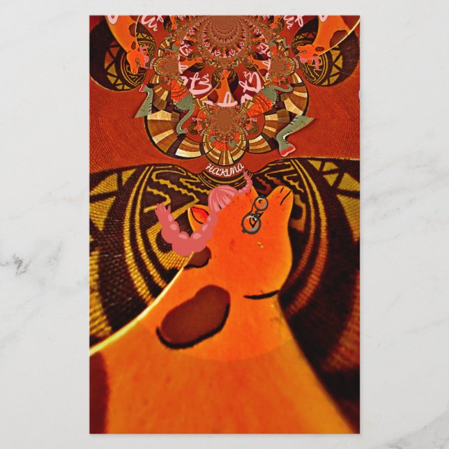 Lustigt Giraffe: En afrikansk karm i Kaleidoscopic Brevpapper (Framsida)